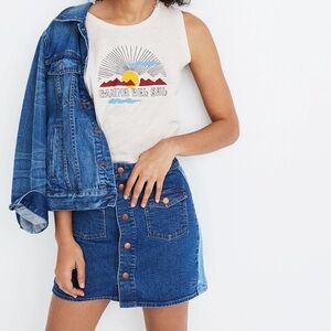 Madewell stretch denim straight mini skirt pieced edition in Lorena wash 26